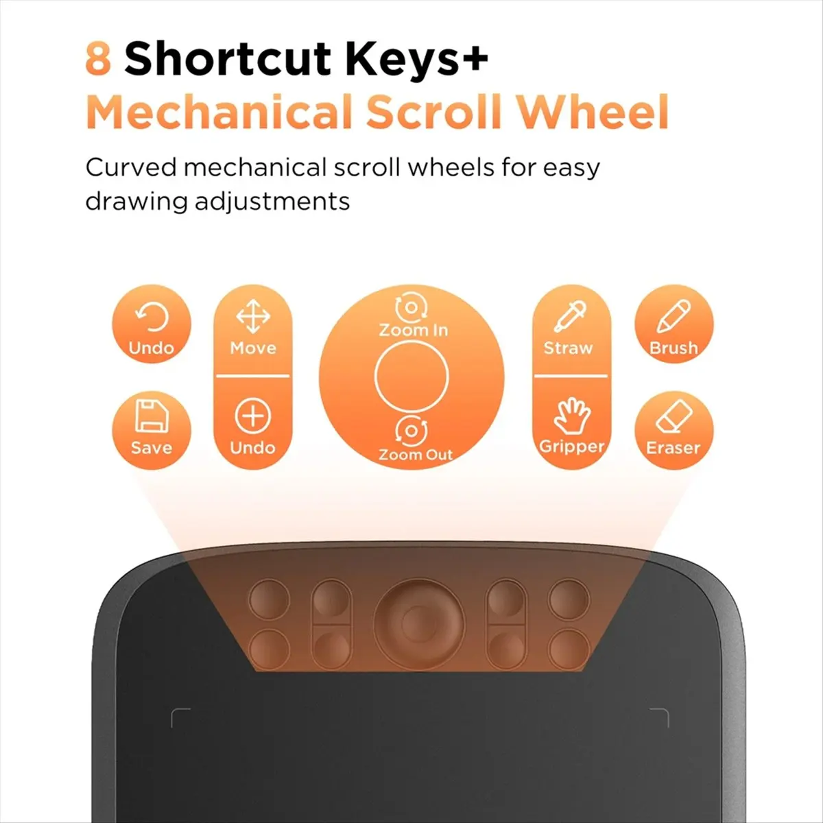 Tableta de dibujo gráfico M908, 10 pulgadas, 8 teclas calientes, rueda de desplazamiento, 16K niveles de presión, Compatible con Android