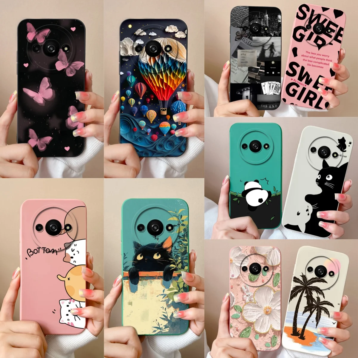 

Чехол с милыми кошками для Redmi A3 A3X, новый дизайн, защита камеры, мягкий жидкий силиконовый чехол высокого качества, задняя крышка