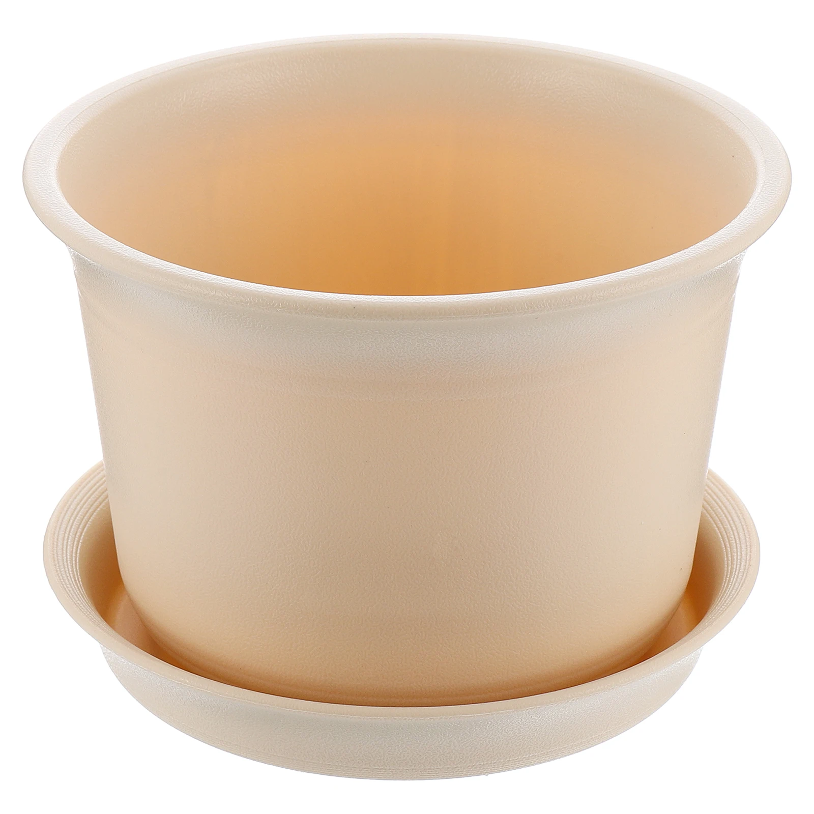 

Plastic Flowerpot Indoor Garden Planter Home Beige Round Durable Sturdy Bedroom Living Room Kitchen Office Gift Mom Dad Sibling