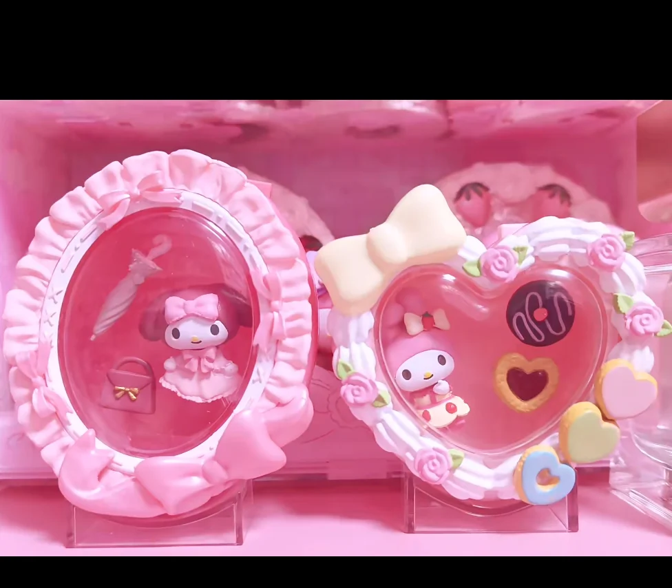 Rement Sanrio My Melody & Kuromi Makeup Box Miniatuur Scène Collectie Simulatiemodel Speelgoed Blind Box Cadeau voor meisjes Kerstmis