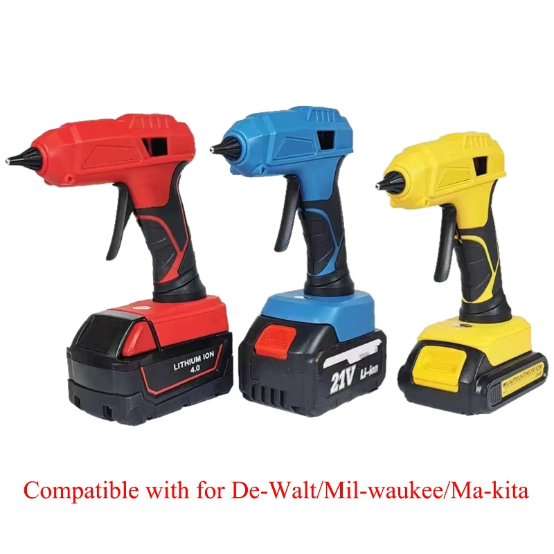 

Набор беспроводных пистолетов для горячего клея 40 Вт/100 Вмещает клеевые палочки 7/11 мм, совместимые с литиевыми батареями Makita/DeWalt/Milwaukee 20 В.