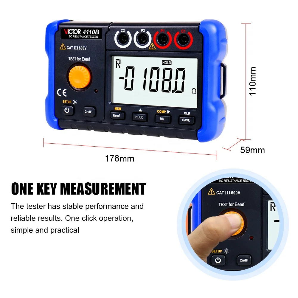 New  4110A DC Low Resistance Tester Large LCD display Withstand voltage AC8320V(50/60Hz)/5 seconds