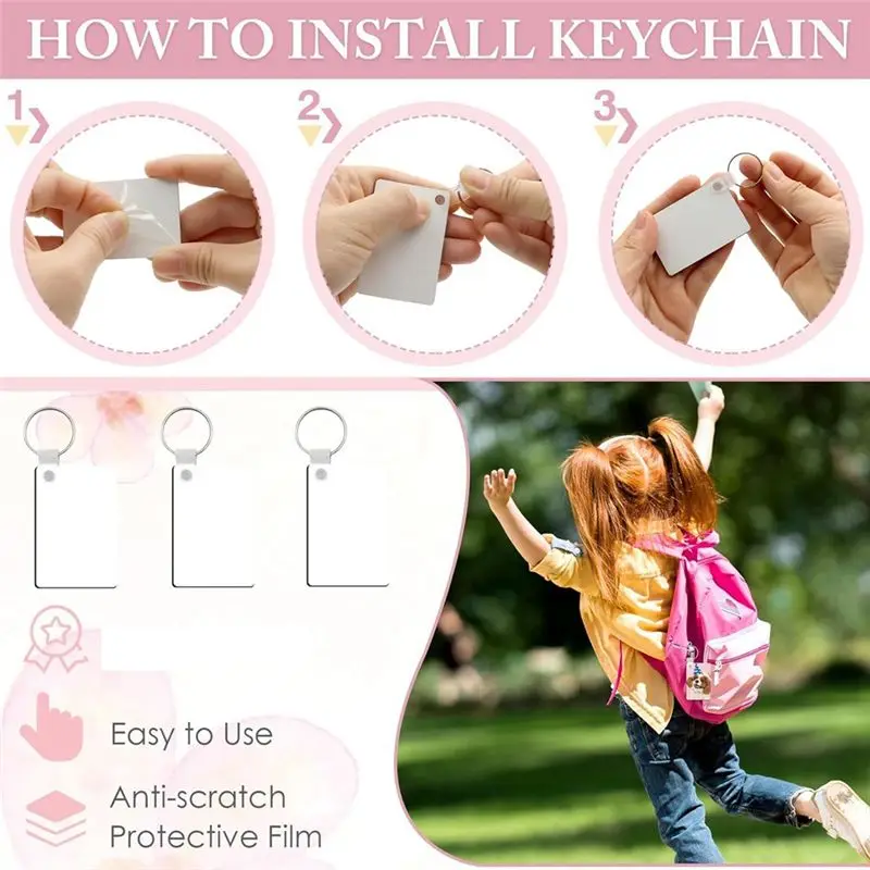 J1UL1N 180 PCS Sublimation Keychain Double Sided Heat Transfer Sublimation Decorative Blanks Suitable For DIY Keychain Making
