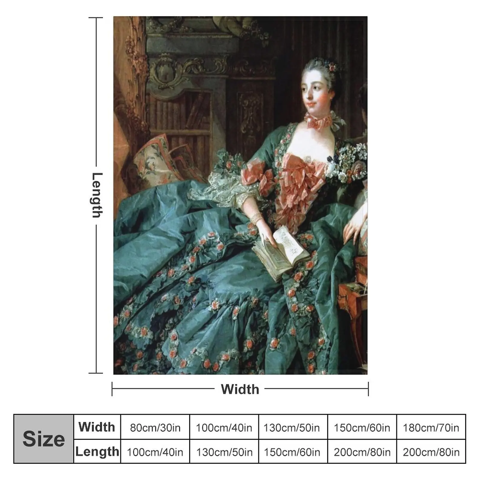 Madame de Pompadour, by Boucher, Francois Throw Blanket Single Blanket Retro Blankets Luxury Blanket