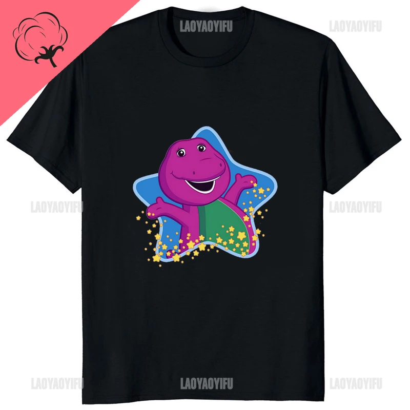 Classics Cartoon Barney and Friends Printed High Quality Cotton T-shirt Hip Hop Streetwear Hipster Man T Shirt Soft Women Tshirt