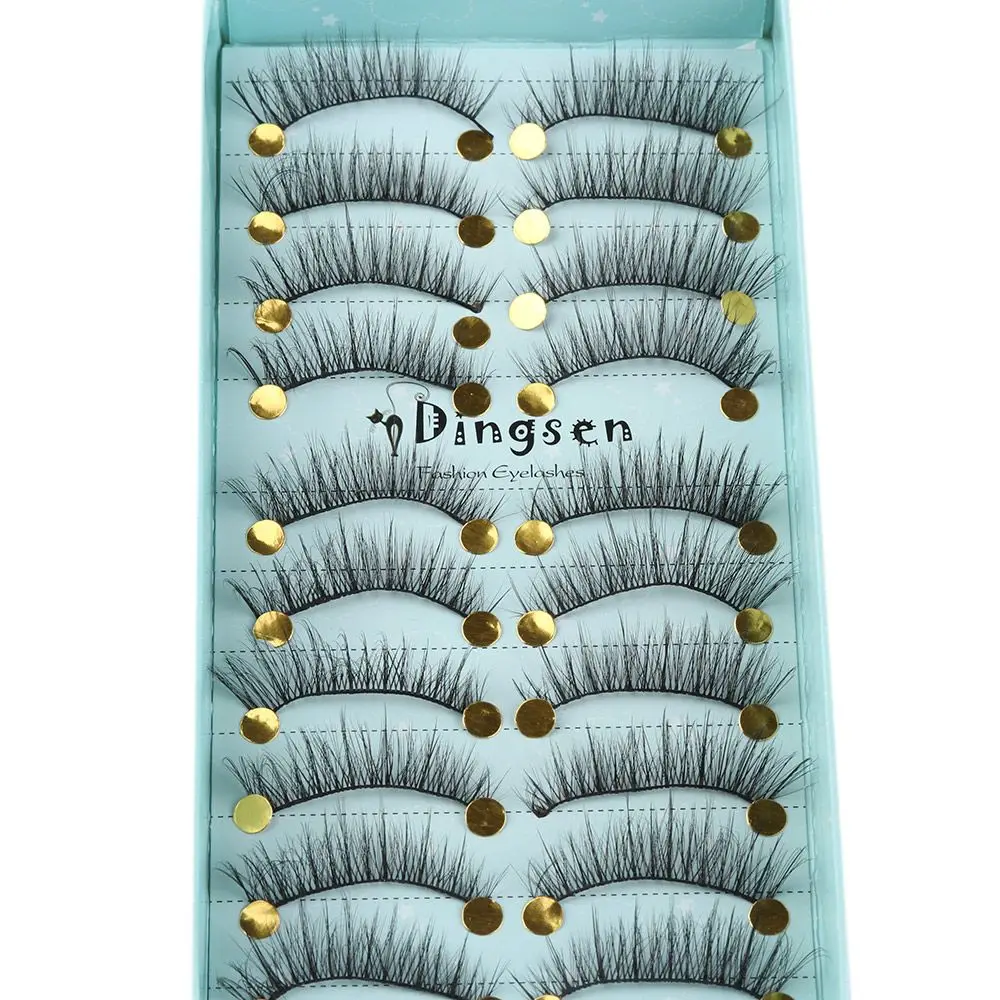 Crueldade-livre fino natural longo 3d falso macio cabelo de vison fofo ferramentas de extensão de cílios postiços