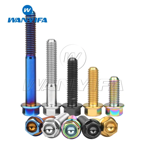 Imagen 2 del producto Wanyifa pernos de titanio M8 x15 20 25 30 35 40 45 55 60 65mm P1.25mm tornillos de cabeza hexagonal de brida pequeña para motocicleta 5/12 Uds