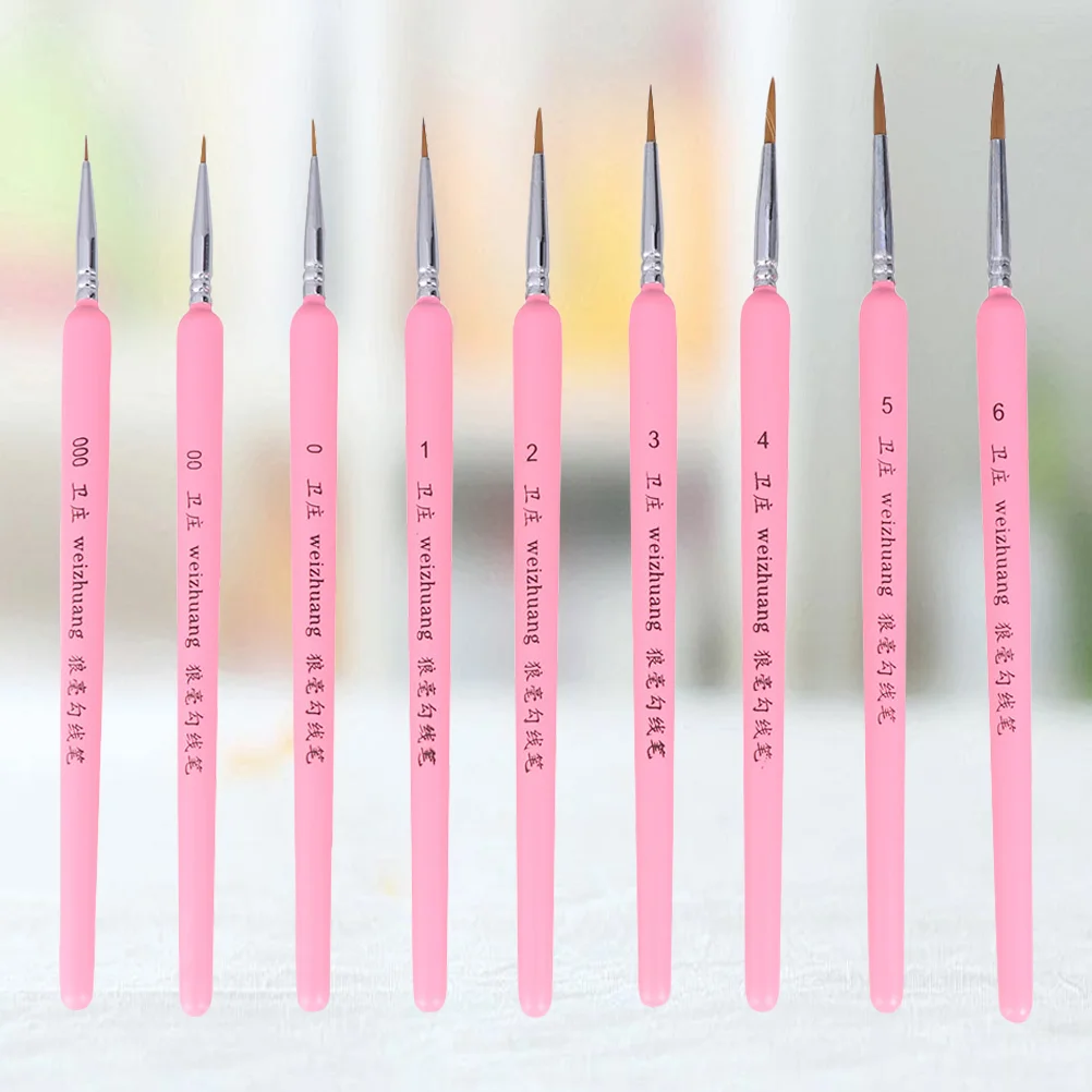 9 Pcs Detail Paint Brush Miniature Fine Detailing Brushes Kids Nail Kit Hook Pen