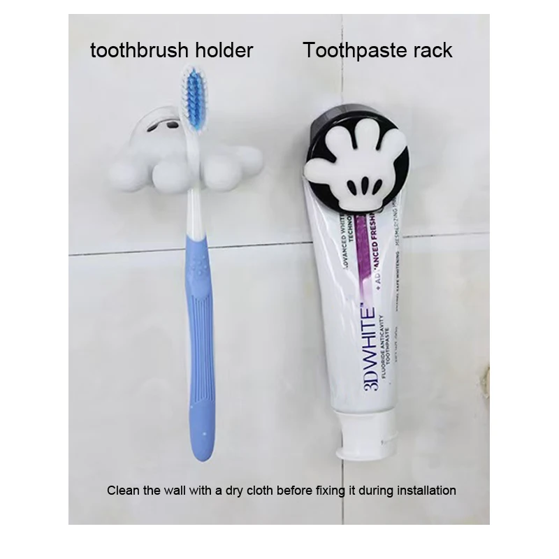 Porte-brosse à dents Mickey Palm, mignon serviette de salle de bain, ventouse, crochet multifonction, crochet sans trace, enrouleur de câble de données
