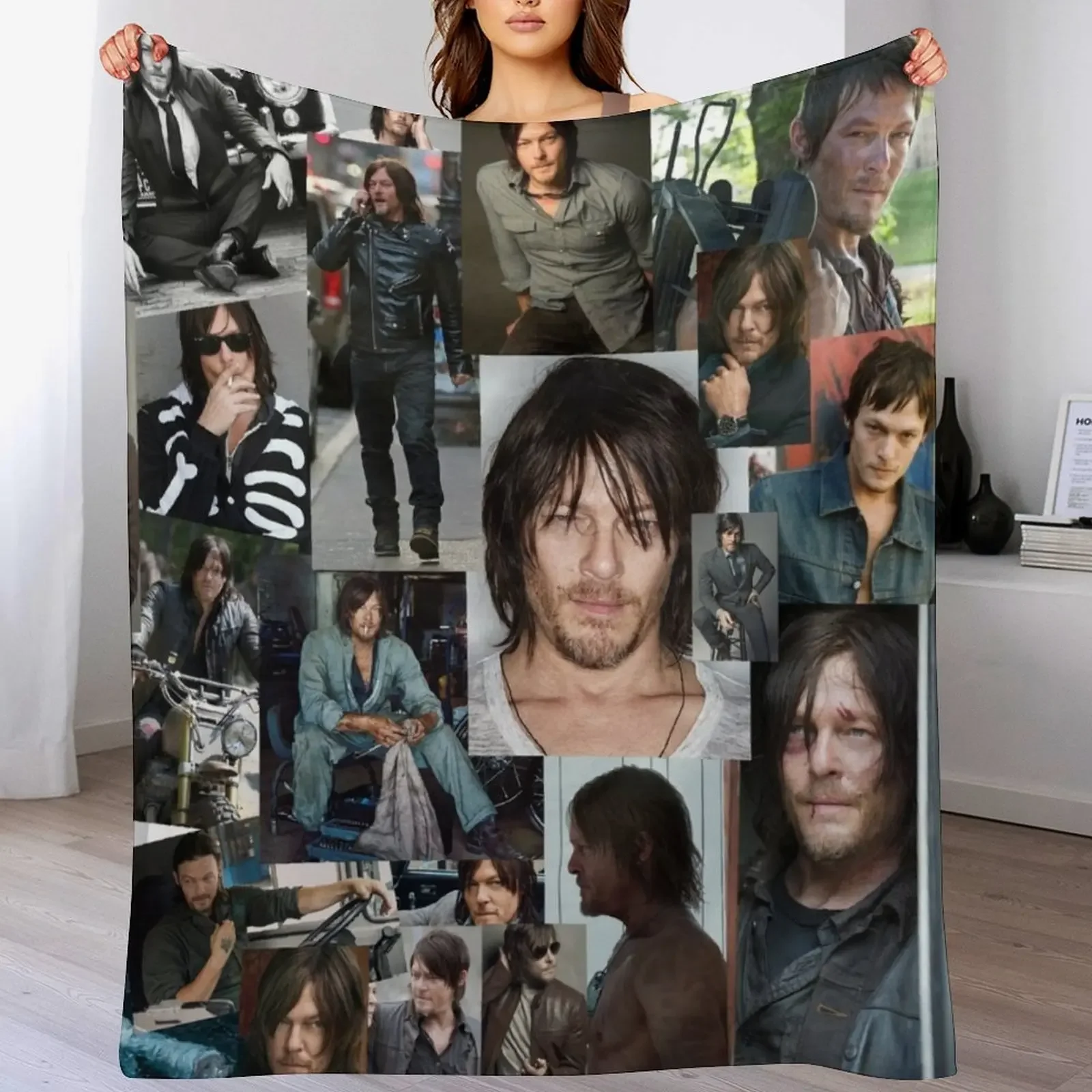 

Norman Reedus Fan Made Assorted Random Photo Collage Throw Blanket Cozy Throw Blanket Birthday Gift for Him Her