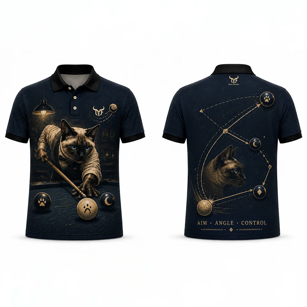 Vintage Lustiges Golf-Katzen-Print Poloshirt Sommer Outdoor-Sport Lässig Atmungsaktiv Reversknöpfe Oberteile Herren Mode Trendy Streetwear – Detail 3