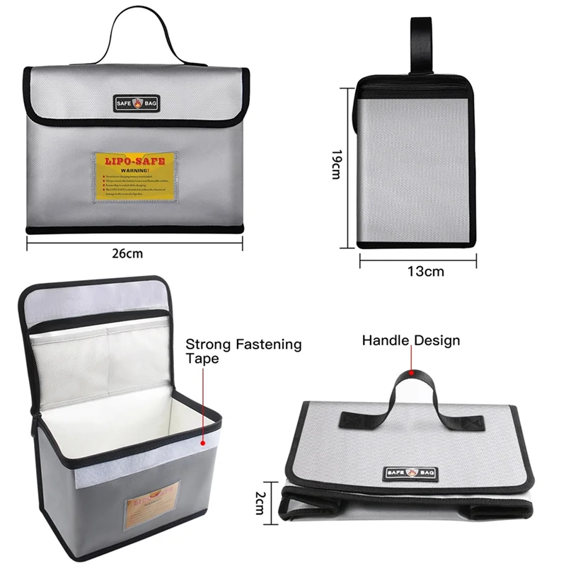 B04C-Lipo For Battery Charging And Storage Safe Bag, Explosion-Proof And Fireproof With Double Metal Zipper Protector