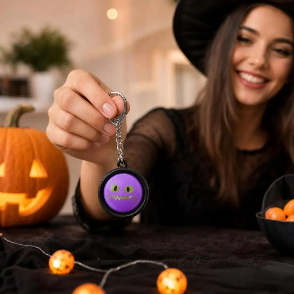 3D Printed Halloween Steamer Fidget Keychain Removable Lid Funny Mini Press Fidget Button Plastic Round