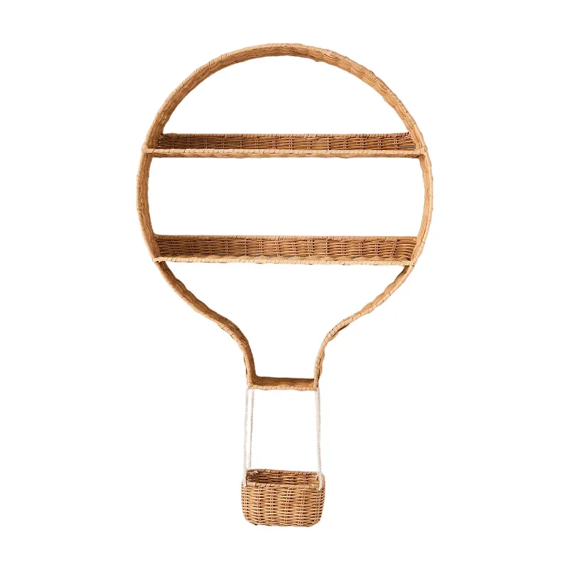 Natural plant rattan woven hot air balloon wall rack hotel homestay model room decorative shelf wall wall rack