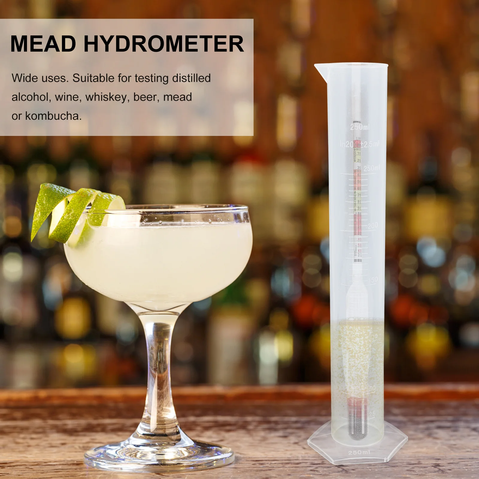 1Set Hydrometer and Test Jar Triple Scale Tool for Distilled Alcohol Wine Making Kits Sturdy Design Making Kit