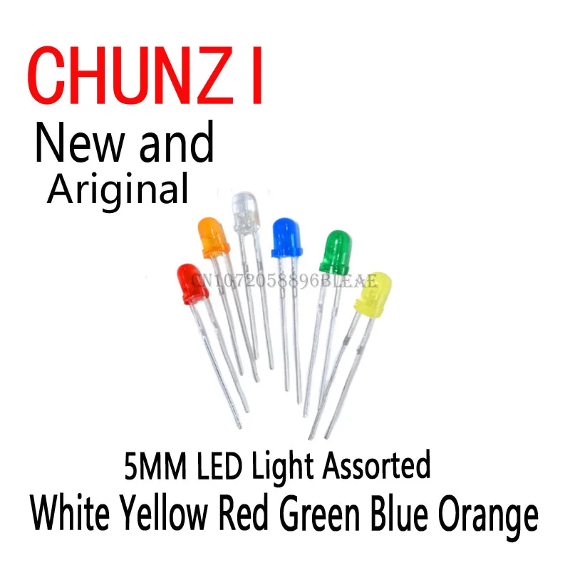 120pcs 6ColorX20pcs 5MM LED Light Assorted Kit DIY LEDs Set White Yellow Red Green Blue Orange