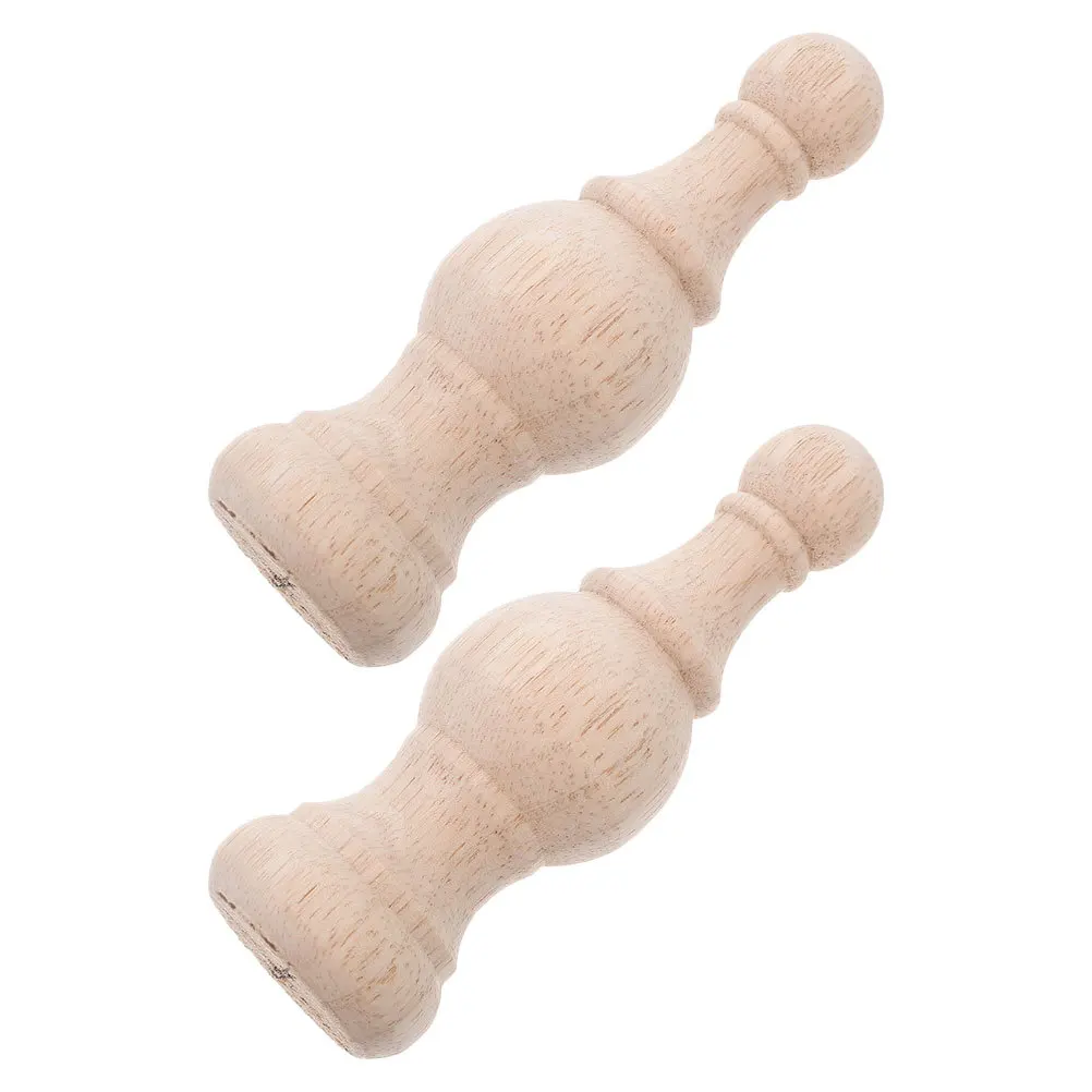 

2Pcs Solid Wood Finials Intricately Carved Decorative Bed Post Staircase Furniture Enhancer 14.5x5cm Unfinished