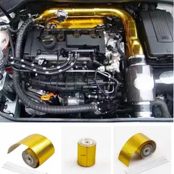 Gold Car Thermal Exhaust Tape Auto Reset Thermal Insulation Protection Tape Flame Retardant Self-Adhesive Heat Reflective