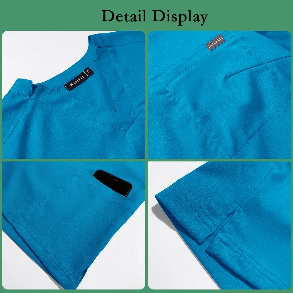 Uniformes d'infirmière à manches courtes, haut à col en v, pantalons de jogging pour femmes, blouses chirurgicales, combinaison de soins infirmiers pour dentiste, tenue de médecin d'hôpital pour animaux de compagnie