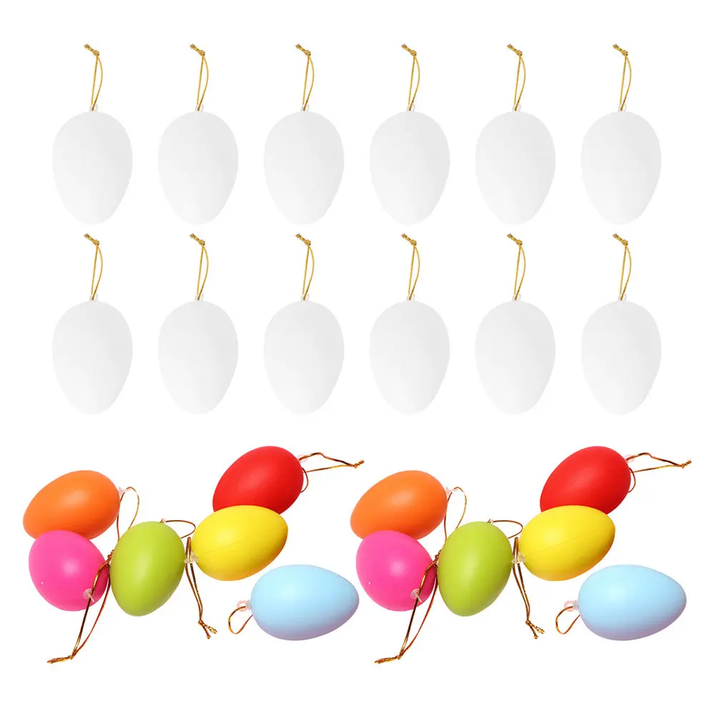 24Pcs Paintable Easter Eggs DIY Decoration Set High Imitation Realistic Eggs for Classroom Crafts Party Home Kindergarten