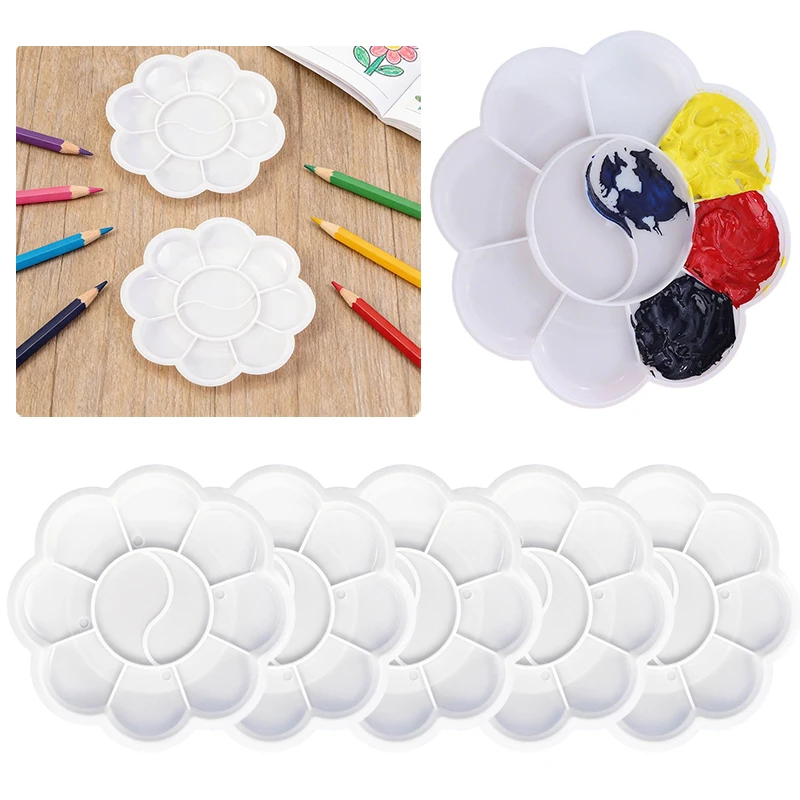 5/10PCS Blossom Paint Palette White Plastic Artist Palette for Beginners & Professionals Perfect for Watercolor Oil Acrylic ZYF
