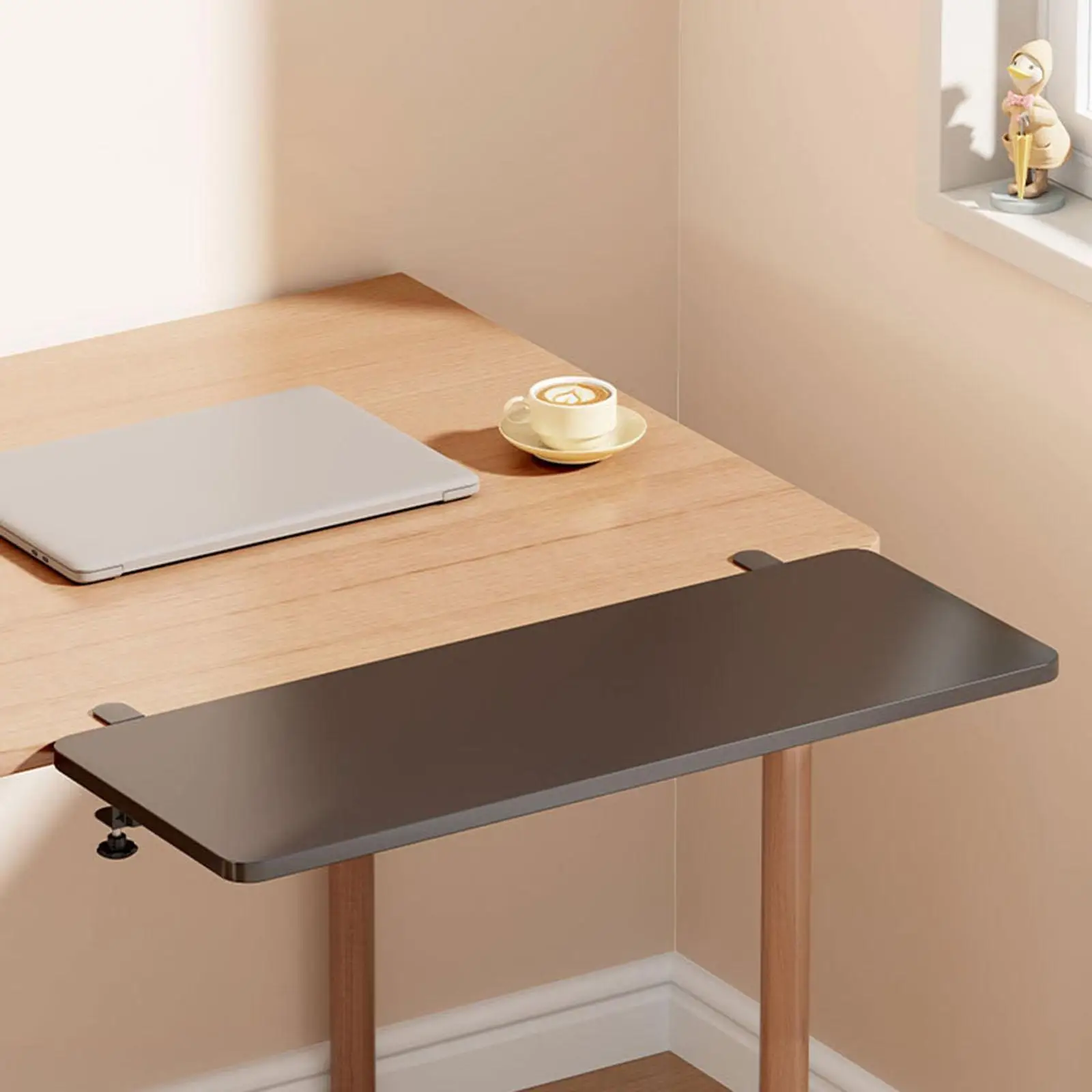 

Desk Extender Tray Sturdy Steel Wood Space Saving Foldable Design Organizer Auxiliary Table for Adjustable Desk