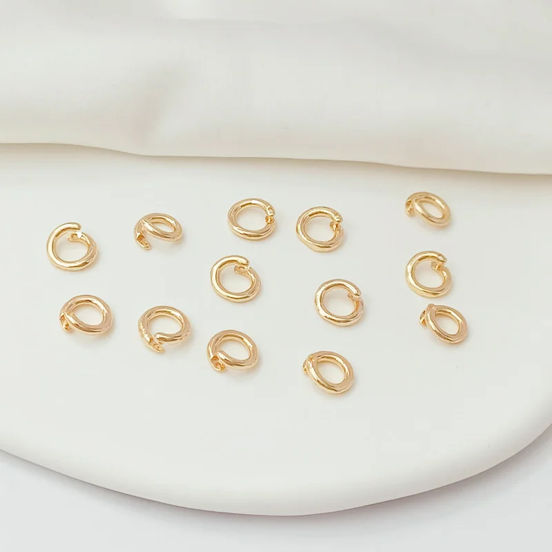 7mm 14K Gold Plated Brass Open Rings Jump Ring With Lock Bracelet Necklace Connector For Jewelry Making Supply