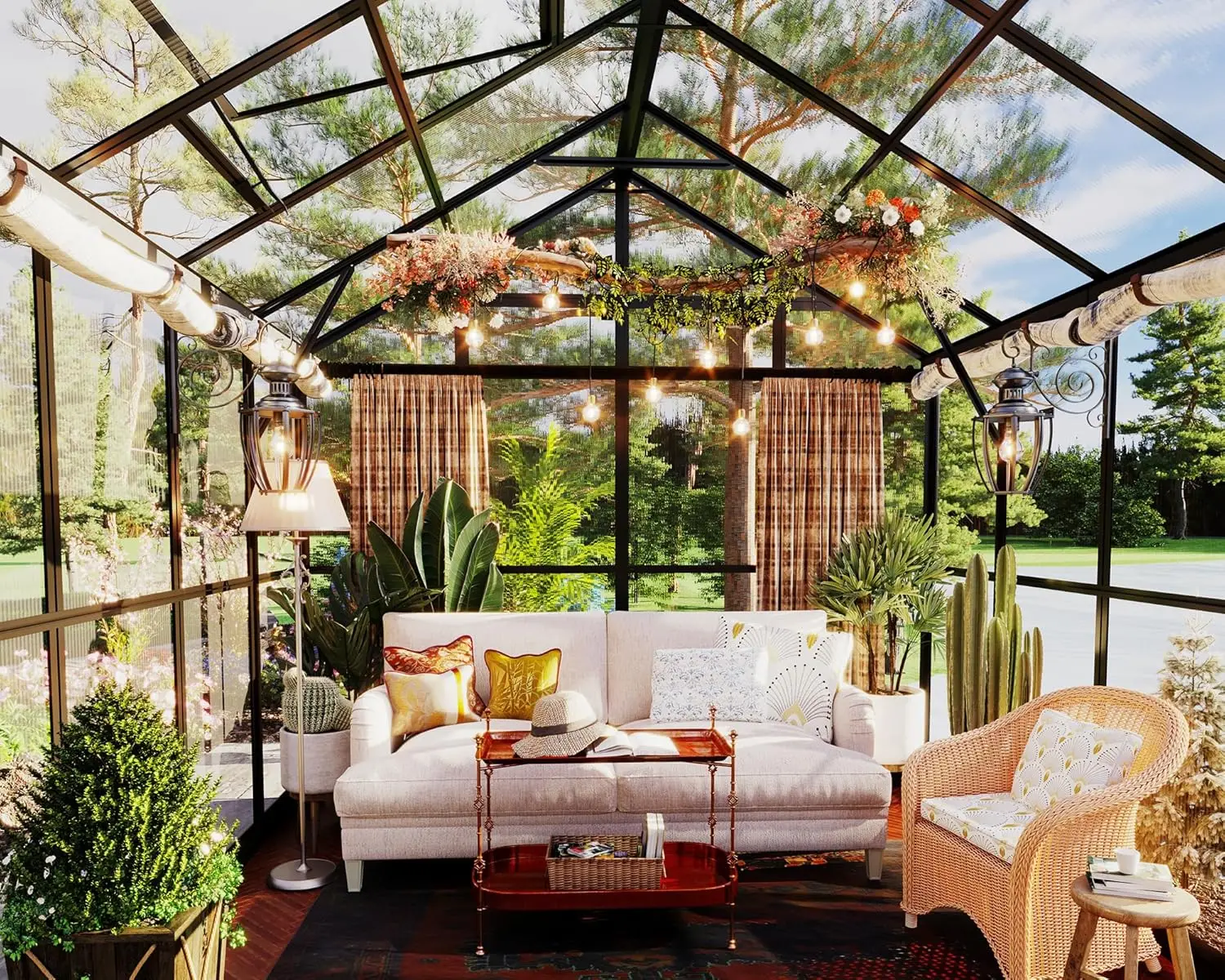 

7.5x7.6x7.4 FT Outdoor Aluminum Polycarbonate Greenhouse with Ventilation and Rain Gutter, Double Swing Doors with, Custom