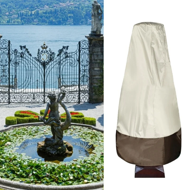 

Garden Fountain Cover 210D Silver Coated Oxford Cloth Waterproof Statue Protective Cover For Outdoor PatioBeige And Coffee