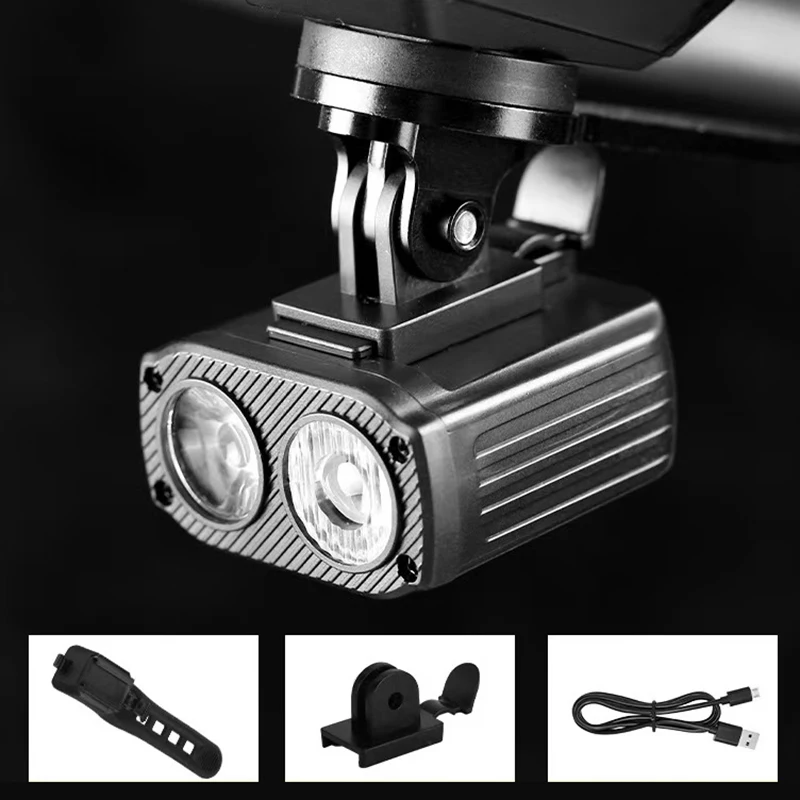 

5 Modes Bicycle Front Lamp Type-C Rechangeable Bike Headlamp Bike Handlebar Headlight Power Display Cycling Accessories