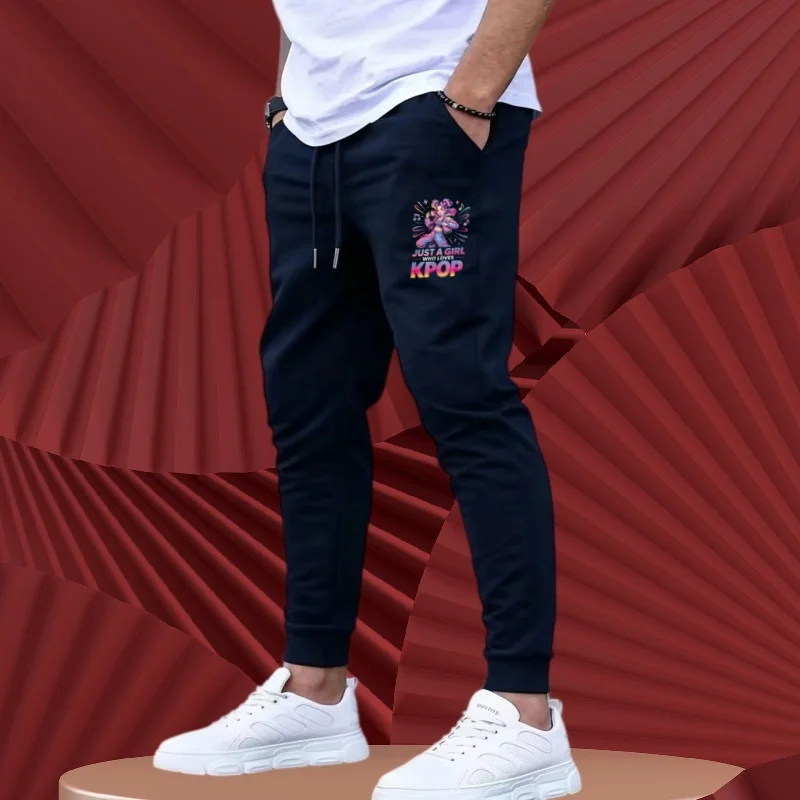 Picture 4: Navy Blue Men's Jogger Pants Multicolor Badge Print Drawstring Elastic Waist Streetwear Pants