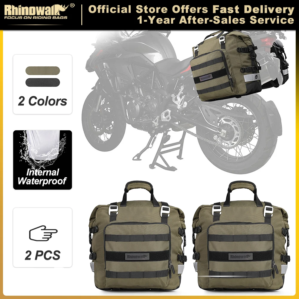 Rhinowalk Motorcycle Quick Release Side Bag 2 PCS 20L Motor Saddle Tail Bag Pannier Travel Luggage WIth Waterproof Inner Bag