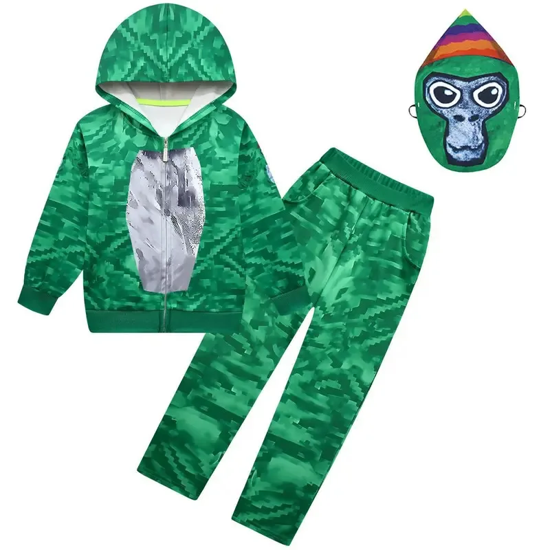 أنيمي تأثيري الأطفال القرد زي VR ألعاب الغوريلا العلامة صبي الفتيات البلوز هوديي السراويل دعوى الاطفال GorillaTag هالوين 72th