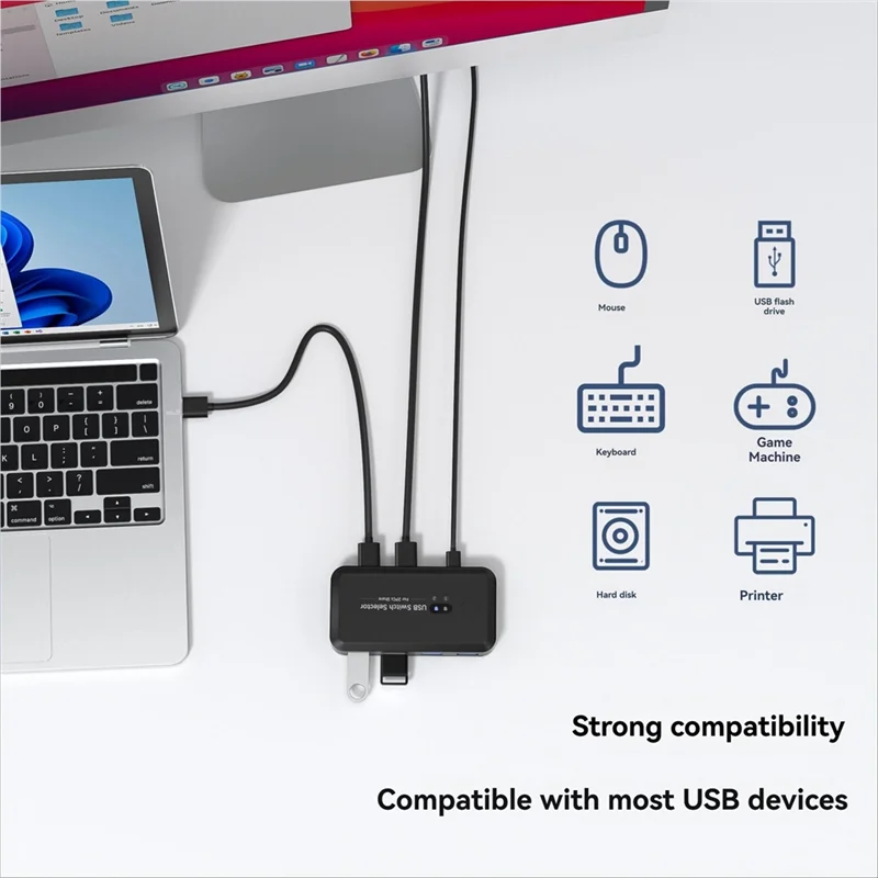 

USB 3,0 KVM-переключатель, селектор KVM-концентратор, док-станция 2, компьютерный принтер, клавиатура, ноутбук, ПК, настольные аксессуары