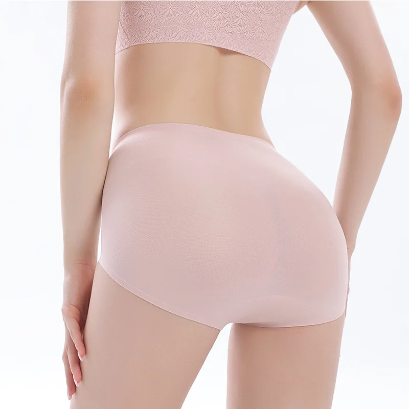 New real silk panties nude feeling traceless women's high elastic buttock lifting mulberry silk mid-waist boxer briefs thin styl