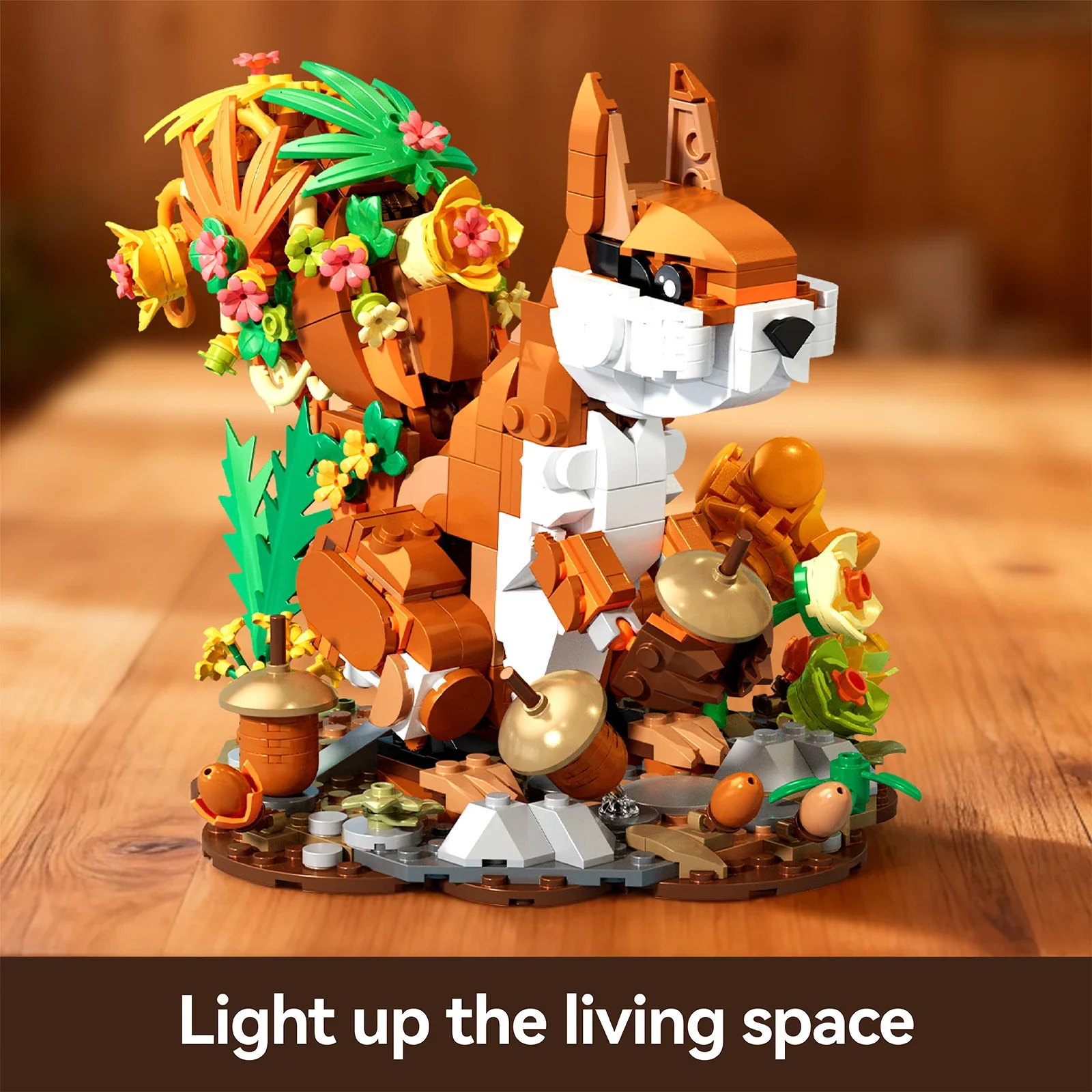 737PCS SquiRose Building Blocks Flower Animals Series Flower-tailed Squirrel Model Home Decor Assembly Cute Gifts