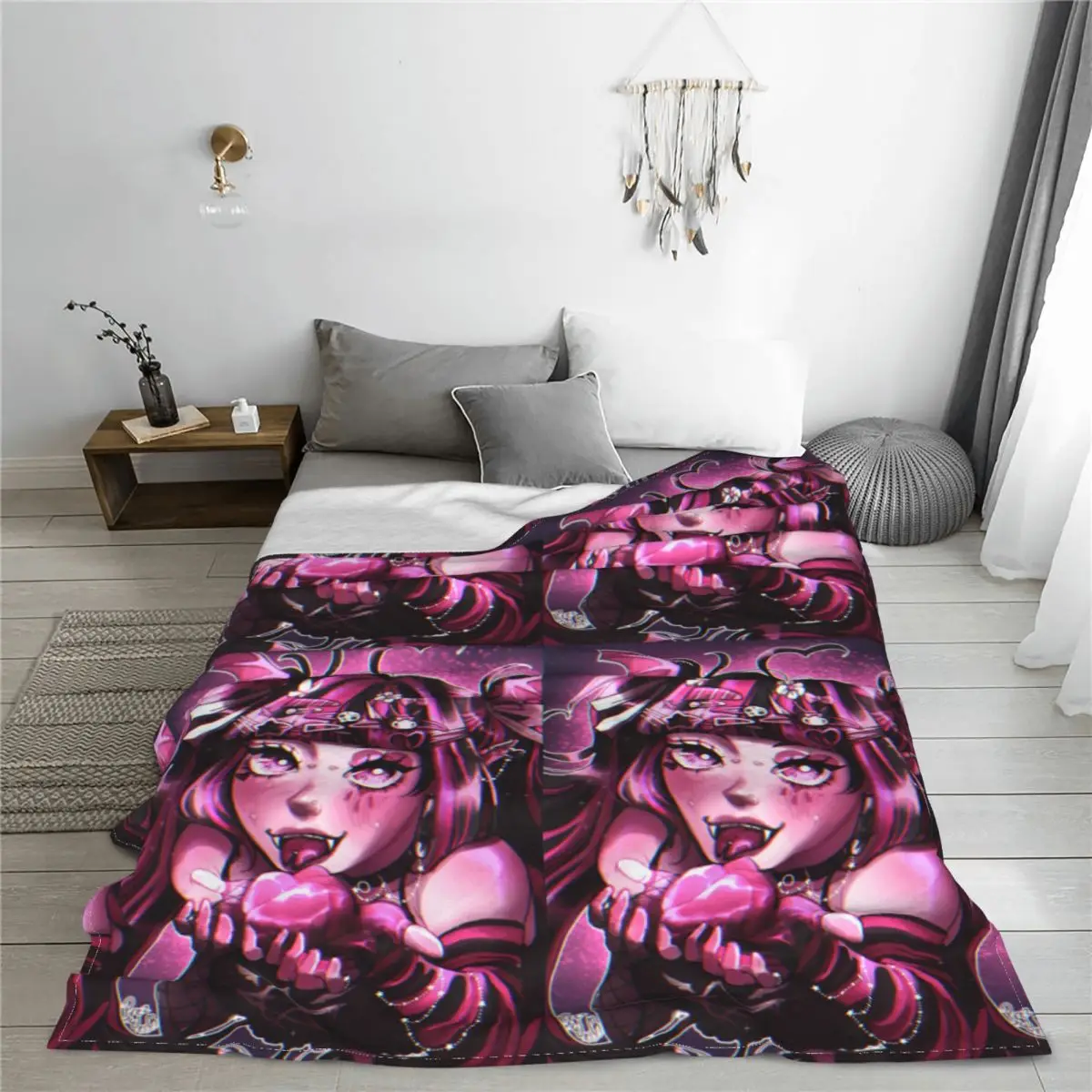 Eat Your Heart Out Draculaura Knitted Blankets Fleece Monster High Lightweight Throw Blanket for Airplane Travel Bedspread