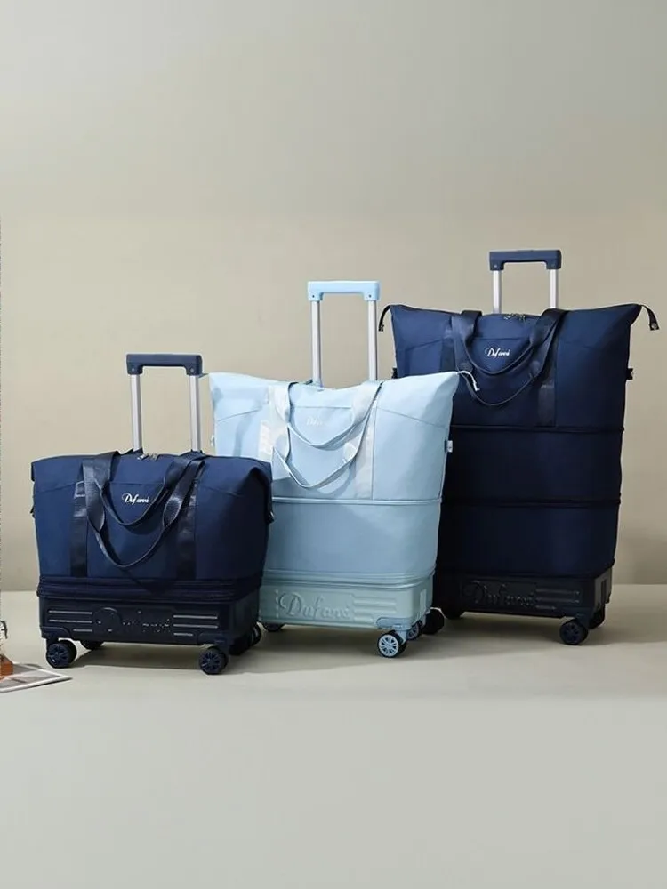 

Ultra Lightweight & Foldable Carry-on Luggage Expand 2 Lays, New Portable Oxford Fabric Suitcase with 4 Spinner Wheels