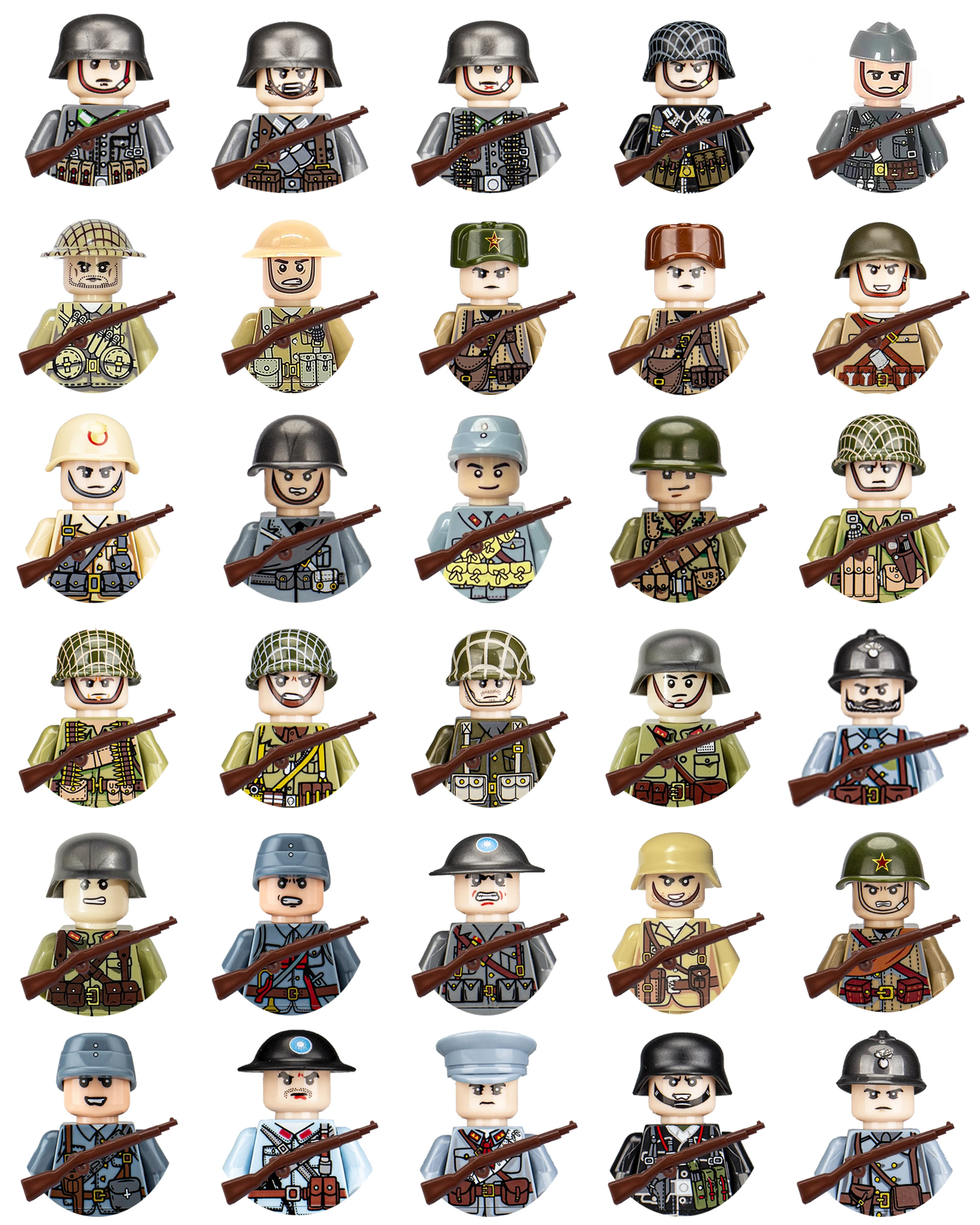 24 ชิ้น/ชุด WW2 ทหาร WW2 Army  - Lego Minifigure Holder บทวิจารณ์และราคา