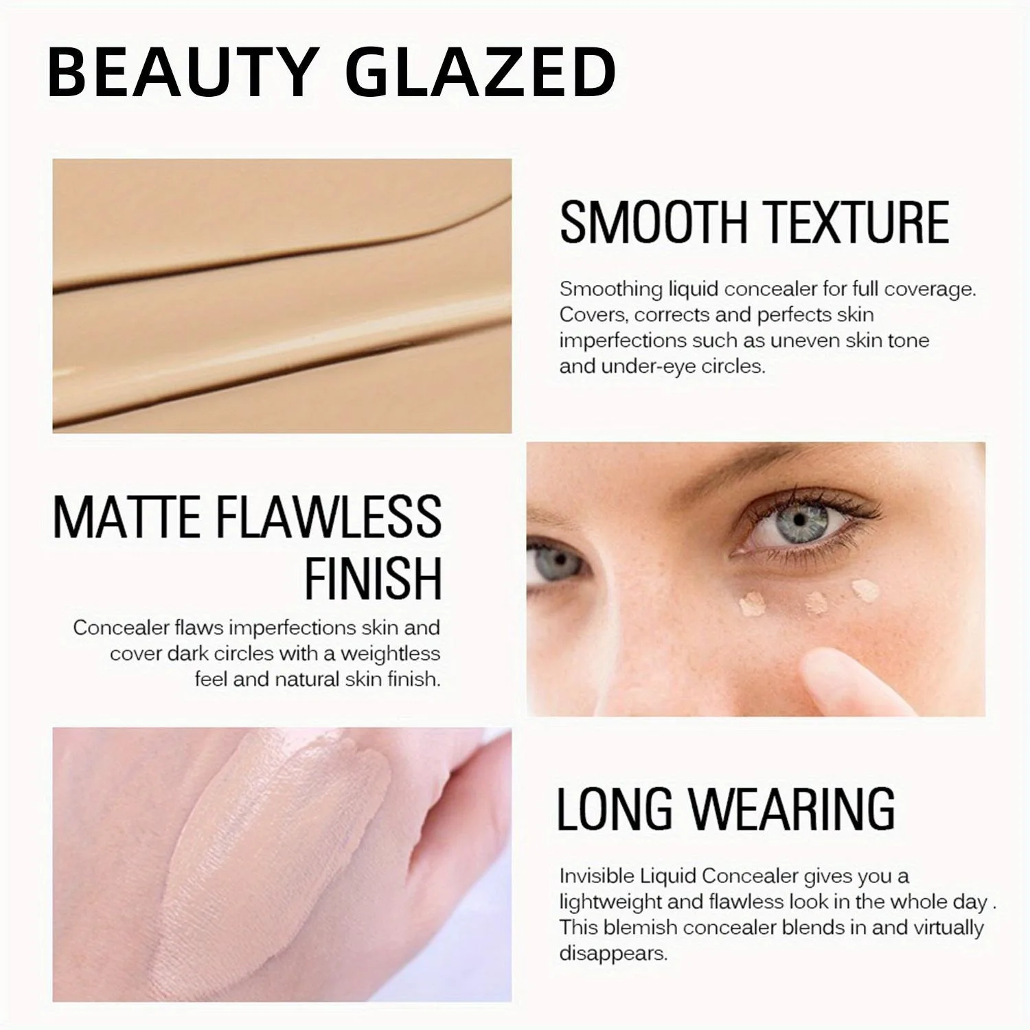 BEAUTY GLAZED 3-częściowy zestaw do makijażu twarzy, podkład w płynie + podkład + płynny kontur, naturalny, nieważki, długotrwały, odporny na rozmazywanie bronzer