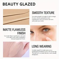 BEAUTY GLAZED Ensemble de maquillage pour le visage 3 pièces, fond de teint liquide mat longue durée imperméable + base + poudre 4