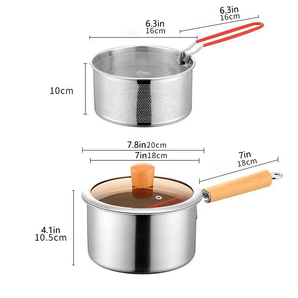 Stainless Steel Deep Fryer Pot With Basket French Fries And Chicken Wings Tempura Fryer Pot Removable Design Homemade Fries Tool view 6