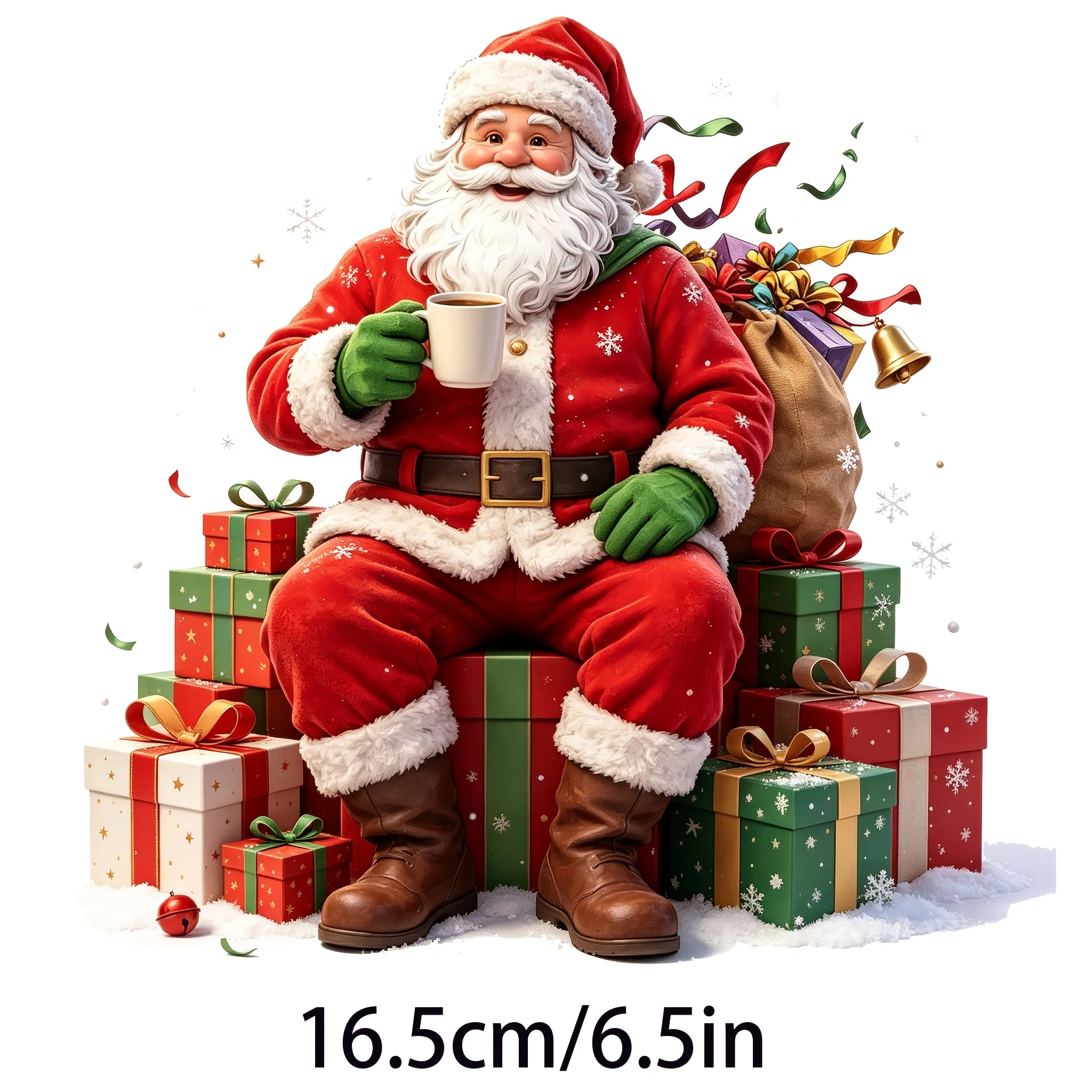 Vintage Santa & Coffee Box Decal – Durable, Removable Vinyl – For Cars, Motorcycles, Laptops, Walls, Windows – Perfect Gift
