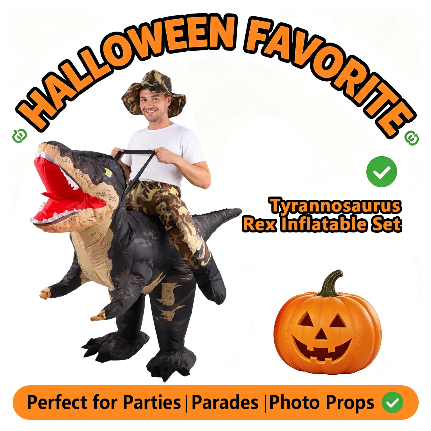 Disfraz Inflable de Tiranosaurio Rex para Montar, Disfraz de Dinosaurio para Montar, 150 - 190 Cm, Divertido Cosplay para Halloween, Fiestas, Carnaval, Cosplay