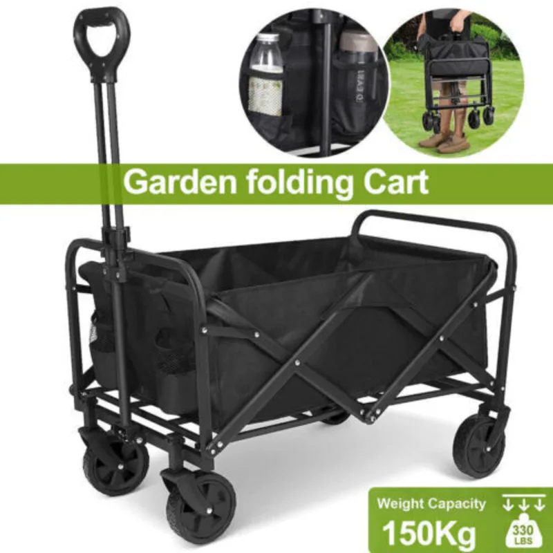 Outdoor folding stroller Large capacity camping cart Mobile stroller Heavy-duty folding beach garden cart