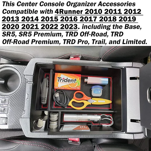 Imagen 2 del producto Organizador de consola central para Toyota 5th Gen 4Runner 2010-2022 2023, accesorios, guantera con reposabrazos, bandeja de inserción de almacenamiento secundario
