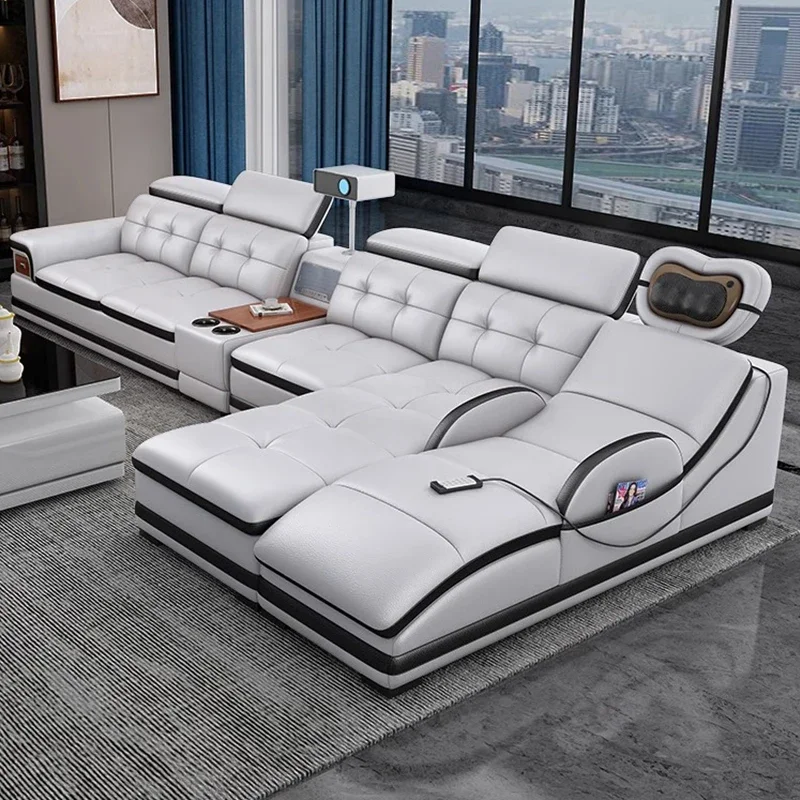 Luxury   Modern Electric Massage Sofa Set Furniture Leather Recliner Living Room Sofa Set Furniture