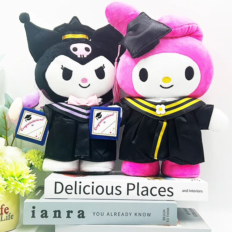 

.Cute Sanrio Anime Plush Cinnamoroll My Melody Kuromi Hello Kitty Graduation Plushie Doll Kawaii Soft Stuffed GraduationGifts.