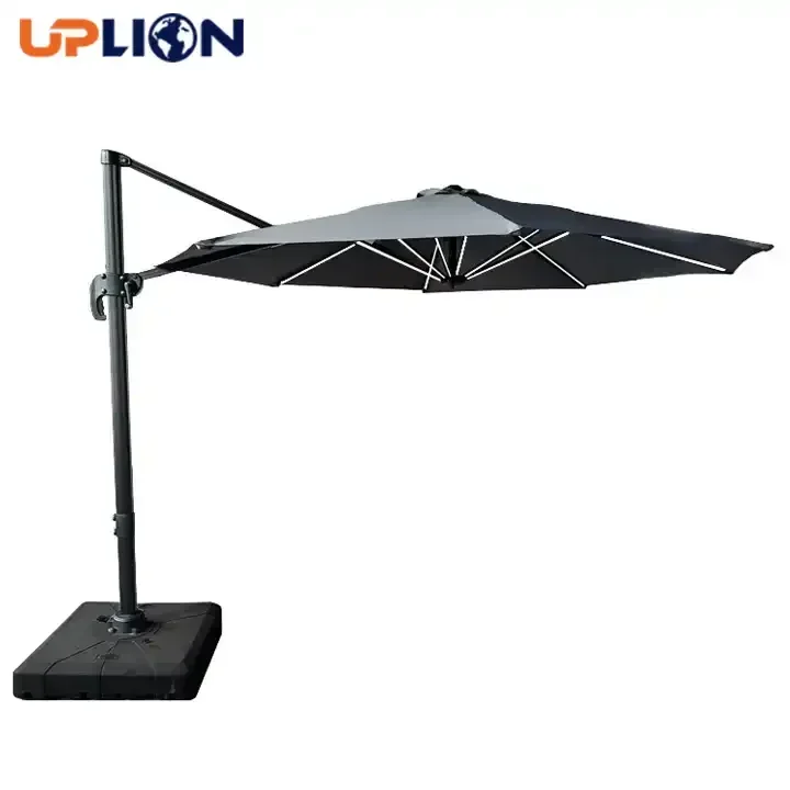 Uplion 10ft Patio Umbrella Outdoor Large Cantilever Windproof Offset Led Parasol Sonnenschirm for Garden Deck Pool Heavy Su