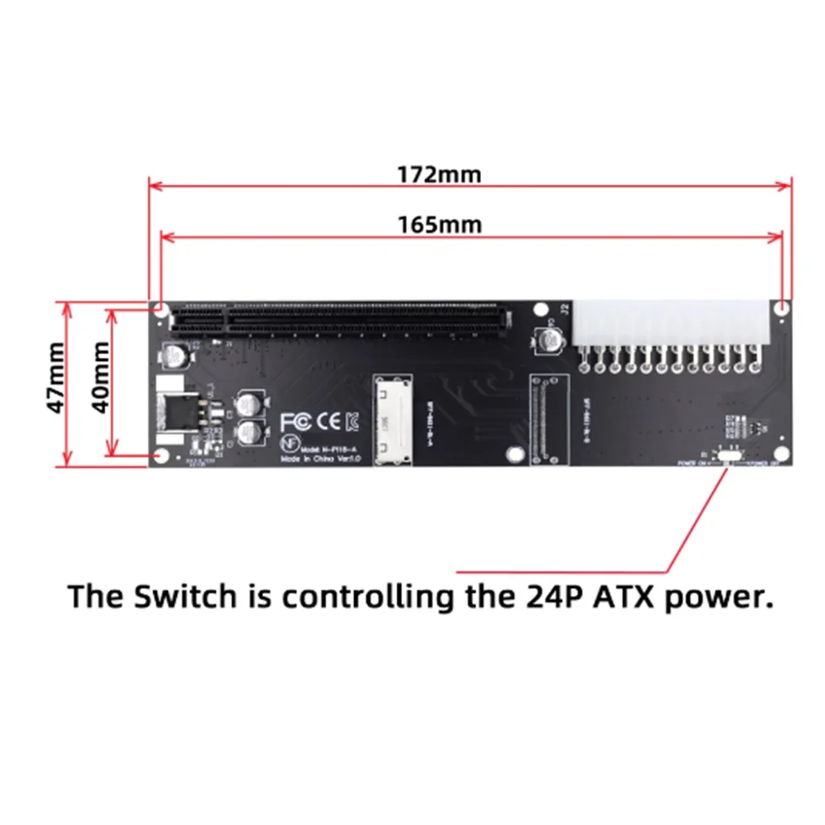 Imagem -06 - para Pcie X16 Pci-express Adapter Atx 24pin Power Port para Placa Gráfica Mainboard Oculink-sff8612 8x